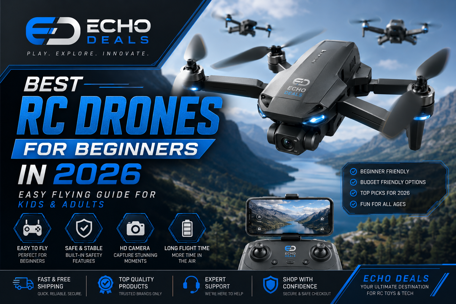 Best RC Drones for Beginners in 2026 Easy Flying Guide for Kids & Adults