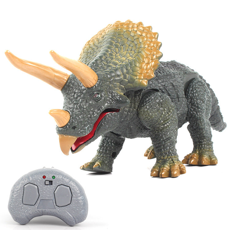 RC Triceratops Dinosaur Toy Remote Control Walking Dinosaur with Realistic Movement & Rechargeable Battery for Kids