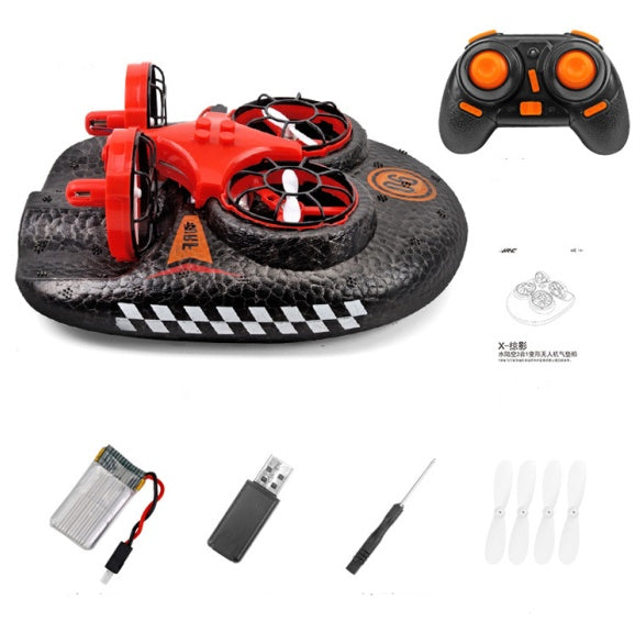 3-in-1 RC Hovercraft Drone Water, Land & Air Stunt Vehicle with 360° Flips, 6-Axis Gyro & Remote Control