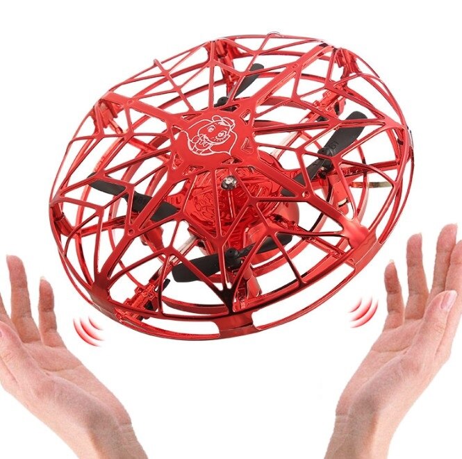 Mini UFO Flying Drone Infrared Induction RC Helicopter Toy with Hand Sensor Control & Auto Hover for Kids