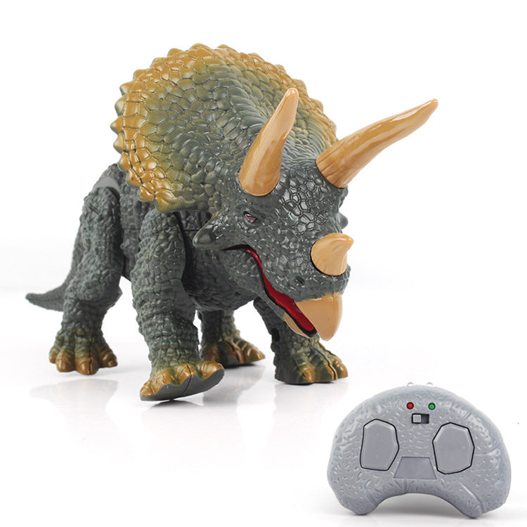 RC Triceratops Dinosaur Toy Remote Control Walking Dinosaur with Realistic Movement & Rechargeable Battery for Kids