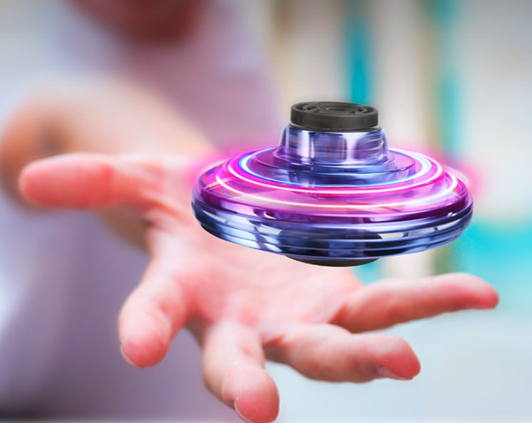 Mini LED UFO Flying Spinner Drone Fingertip Boomerang Gyro Toy with RGB Lights & Auto Return