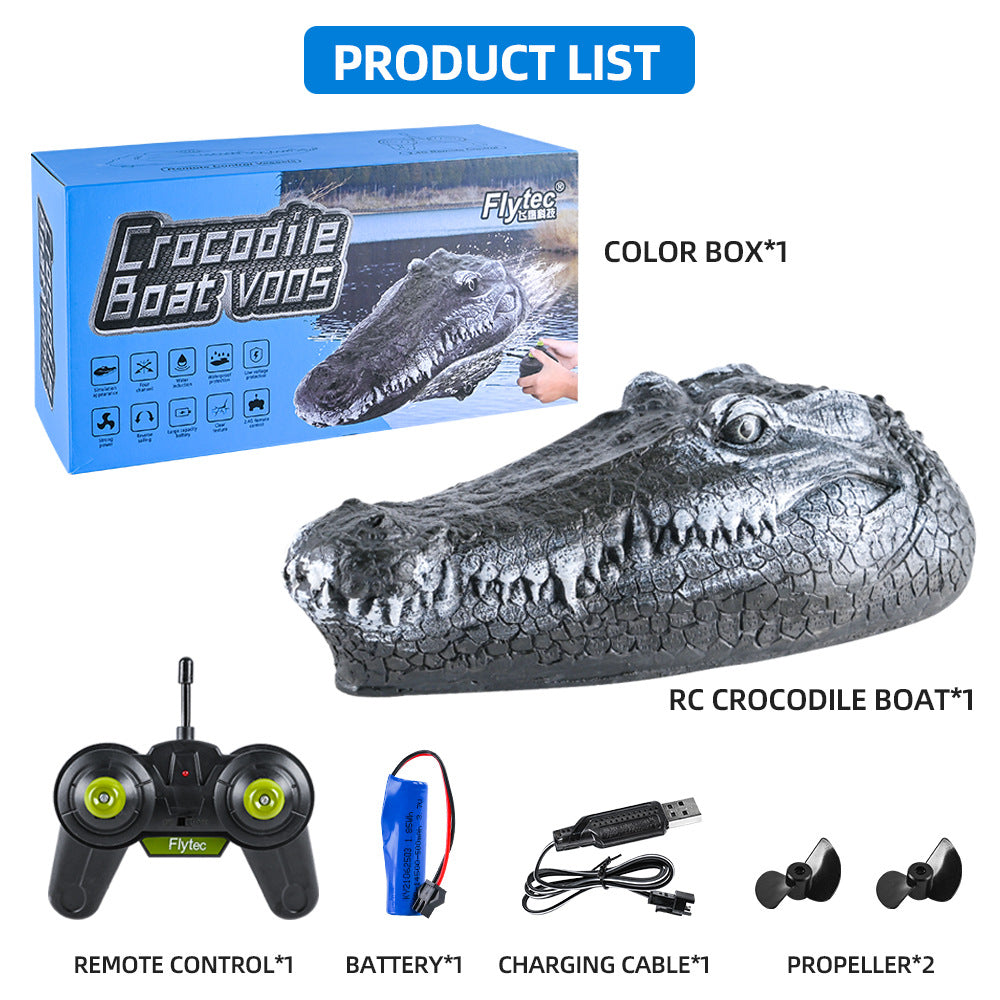 RC Crocodile Head Boat Realistic Remote Control Water Racing Toy for Kids with High-Speed Movement