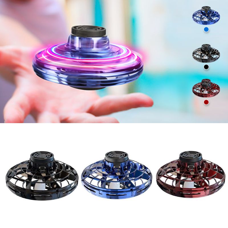 Mini LED UFO Flying Spinner Drone Fingertip Boomerang Gyro Toy with RGB Lights & Auto Return